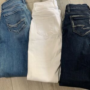 BKE Women's Skinny Jeans - Blue, White, Dark Blue